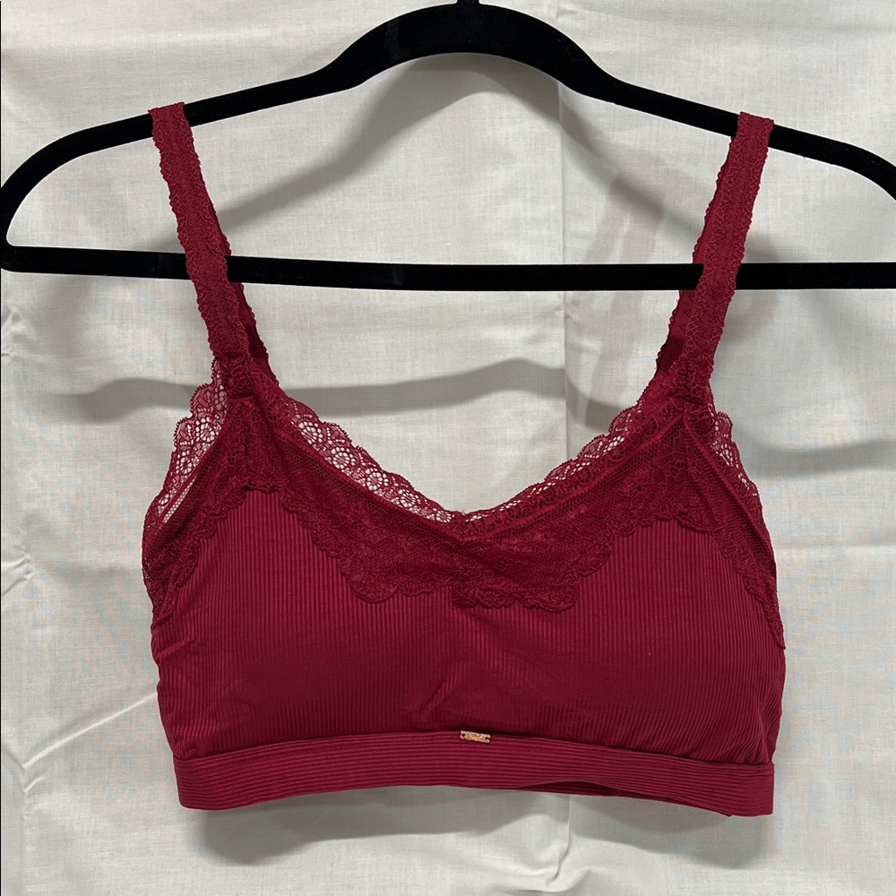 Jady K Arabian Night Ribbed Lace Bralette S/M  Wine